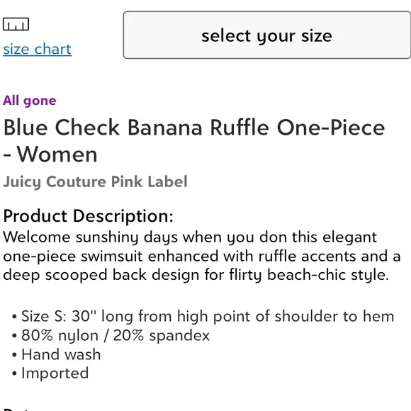 Juicy Couture Pink Label Blue Check Banana Ruffle - Picture 4 of 4